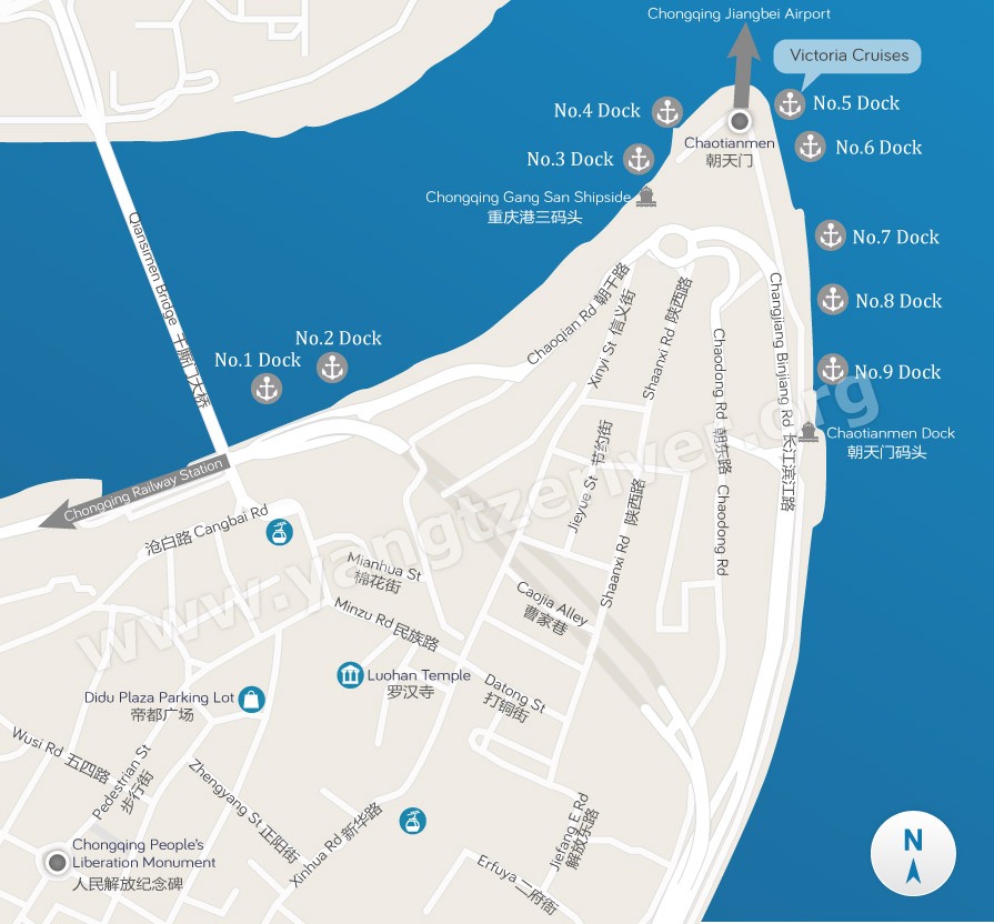 Map of Chongqing Chaotianmen Port